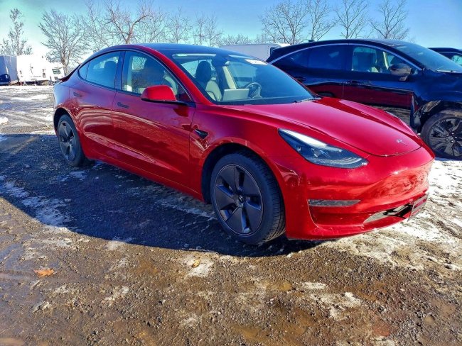 Salvage 2023 Tesla Model 3  in Red