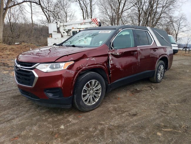Salvage 2019 Chevrolet Traverse Hearse in Burgundy