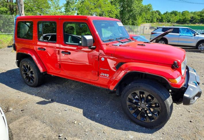 Salvage 2024 Jeep Wrangler Sahara 4xe in Red