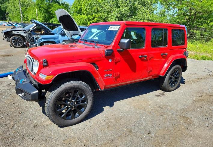 Salvage 2024 Jeep Wrangler Sahara 4xe in Red