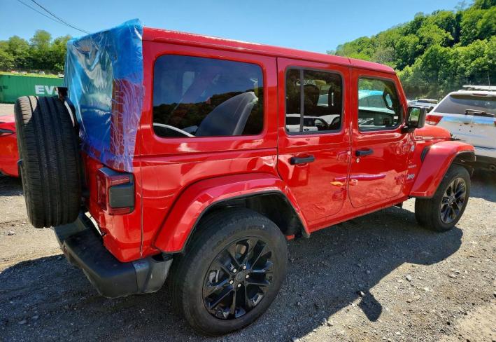 Salvage 2024 Jeep Wrangler Sahara 4xe in Red