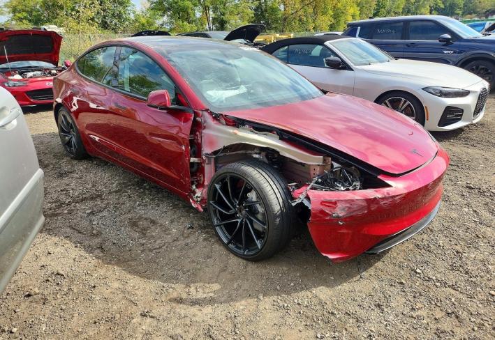 Salvage 2026 Tesla Model 3 Performance in Burgundy