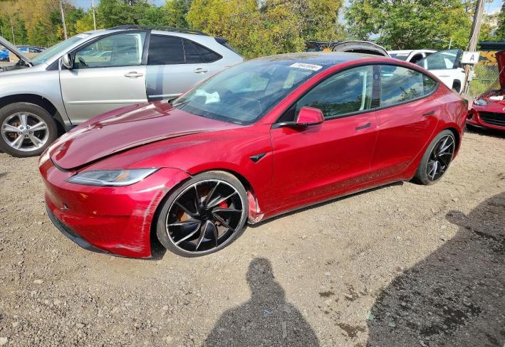 Salvage 2026 Tesla Model 3 Performance in Burgundy