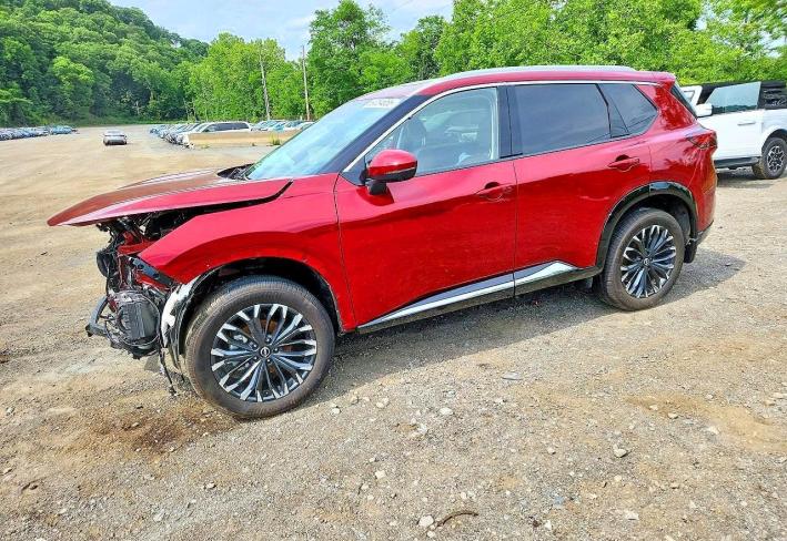 Salvage 2025 Nissan Rogue Platinum in Burgundy
