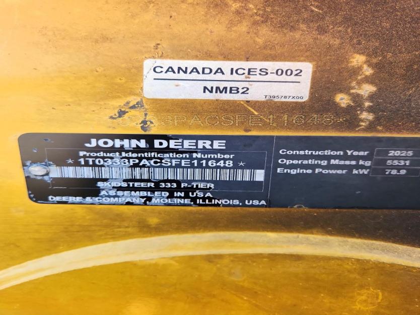 Salvage 2025 John Deere Skid Steer 333p