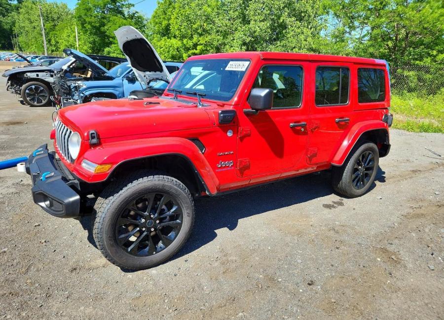 Salvage 2024 Jeep Wrangler Sahara 4xe in Red