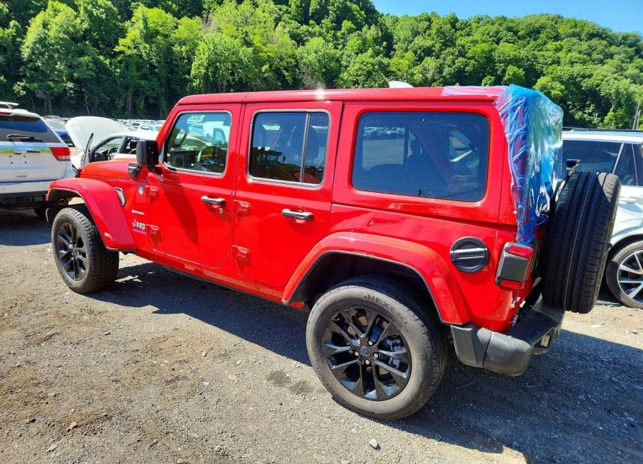 Salvage 2024 Jeep Wrangler Sahara 4xe in Red