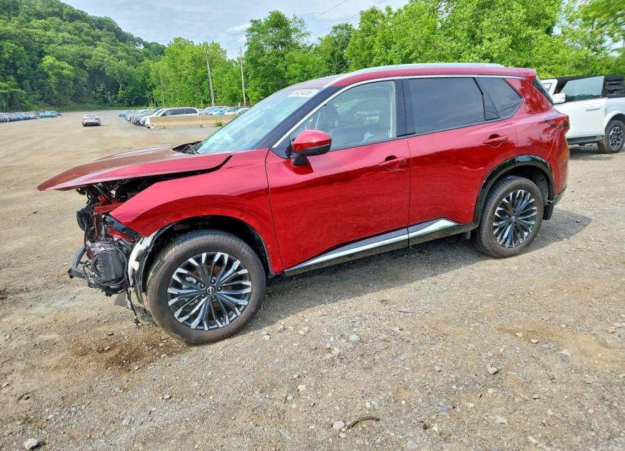 Salvage 2025 Nissan Rogue Platinum in Burgundy