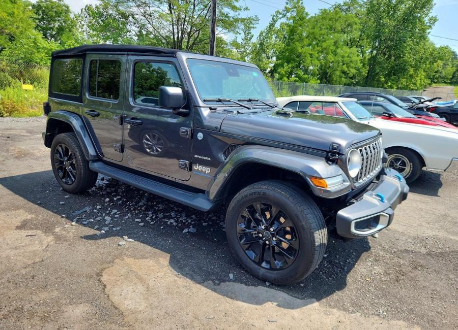 Salvage 2024 Jeep Wrangler Sahara 4xe in Black