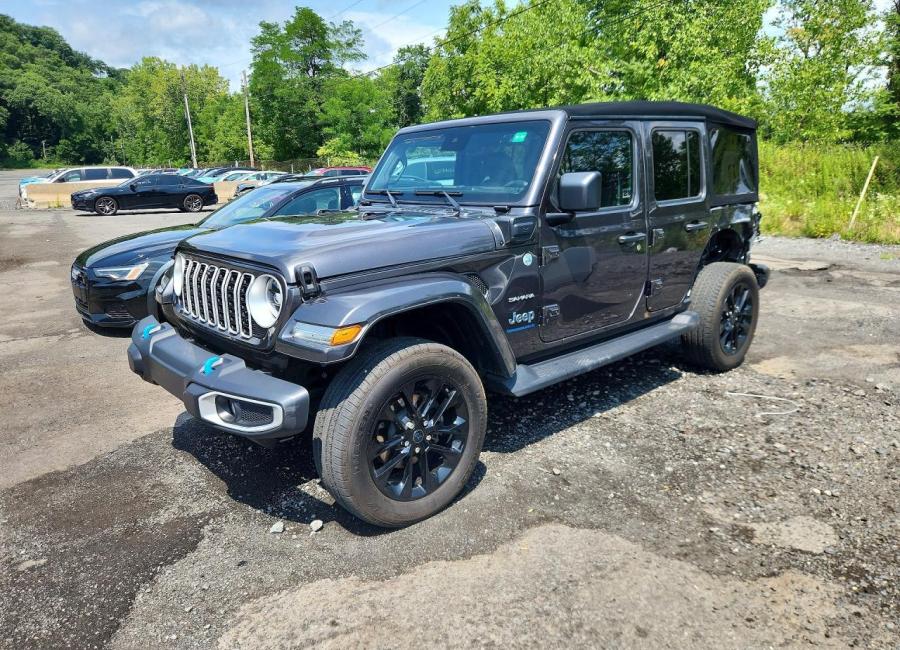 Salvage 2024 Jeep Wrangler Sahara 4xe in Black
