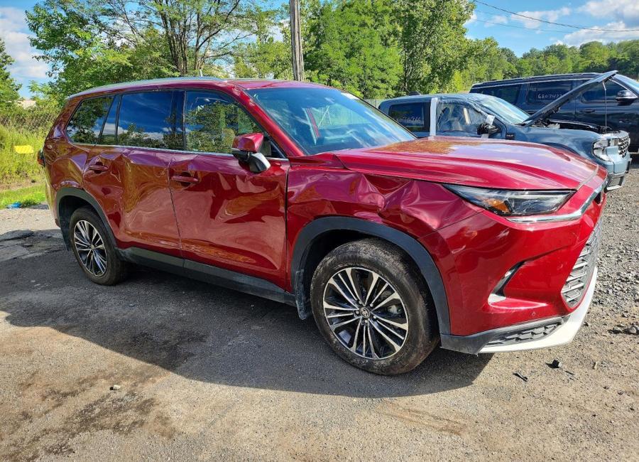 Salvage 2026 Toyota Grand Highlander Hybrid Max Platinum in Burgundy