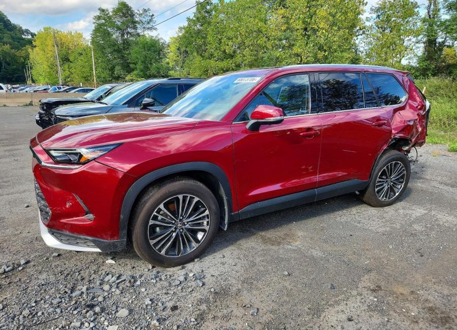Salvage 2026 Toyota Grand Highlander Hybrid Max Platinum in Burgundy