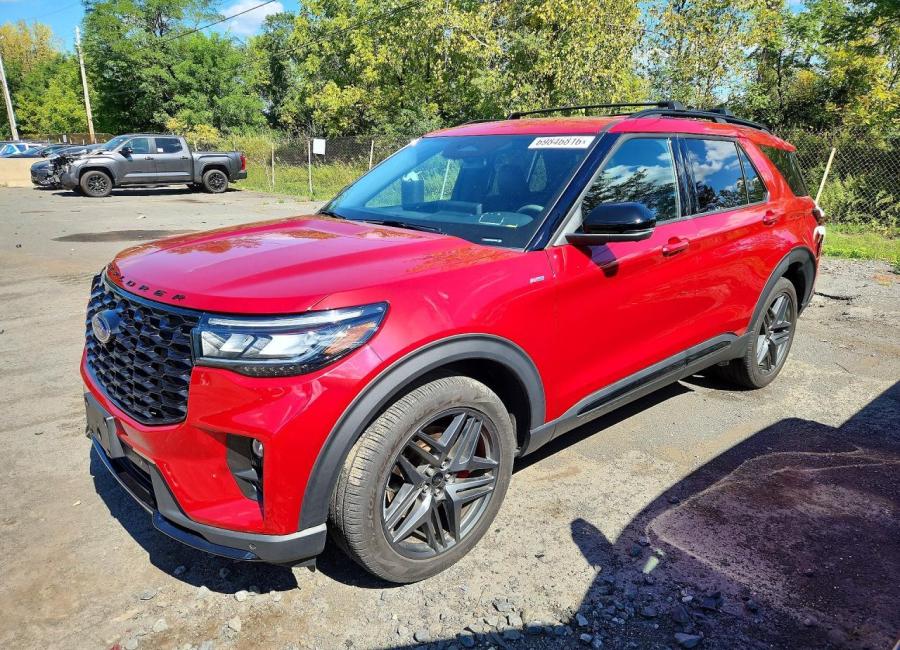 Salvage 2025 Ford Explorer St-line in Burgundy
