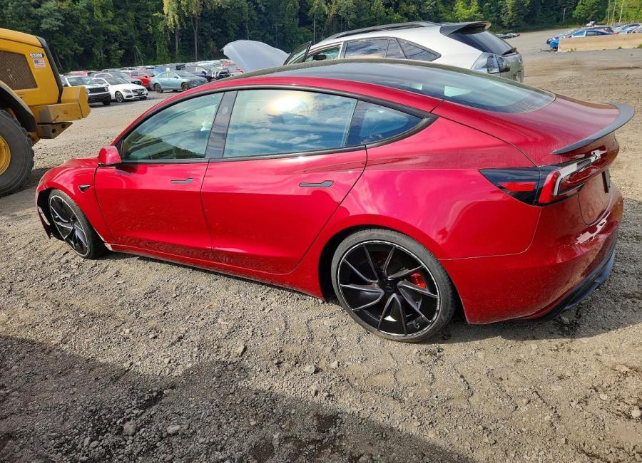 Salvage 2026 Tesla Model 3 Performance in Burgundy