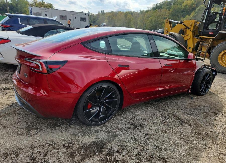 Salvage 2026 Tesla Model 3 Performance in Burgundy