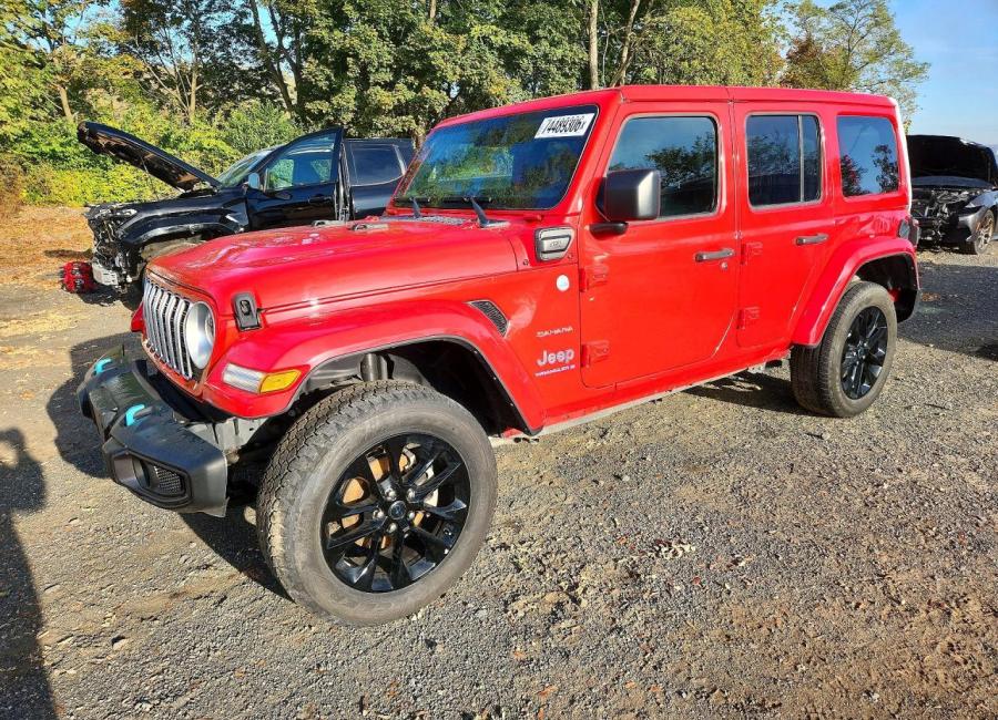 Salvage 2024 Jeep Wrangler Sahara 4xe in Red