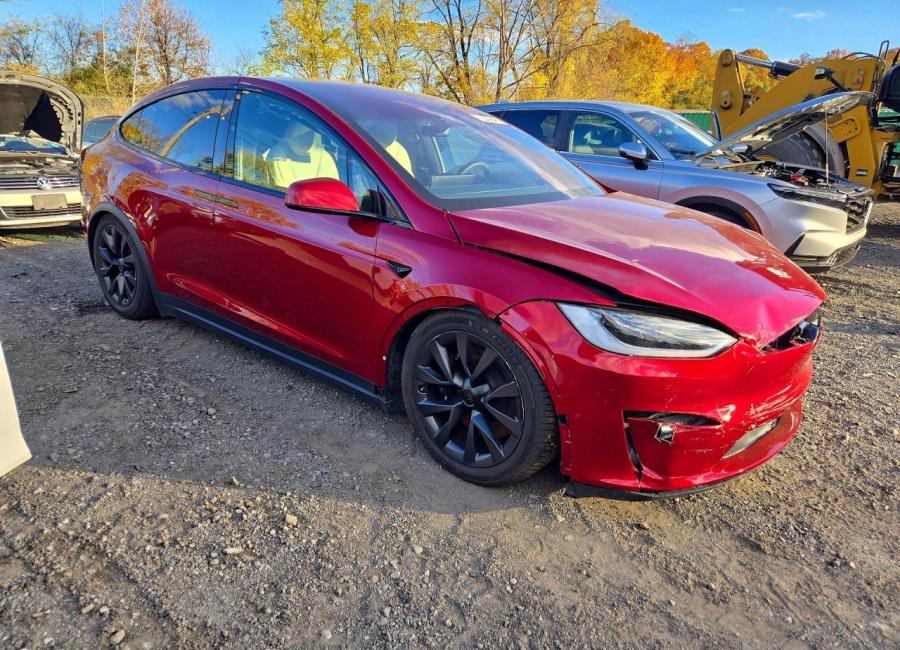 Salvage 2024 Tesla Model X  in Red