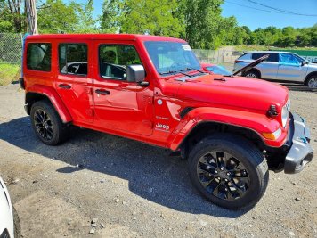 2024 jeep wrangler SAHARA 4XE in Red - Front Three-Quarter View - BidGoDrive Inventory
